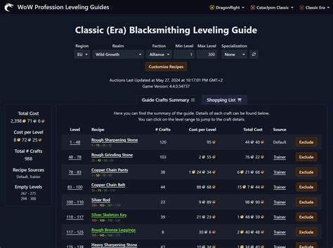 WoW Classic Blacksmithing Leveling Guide