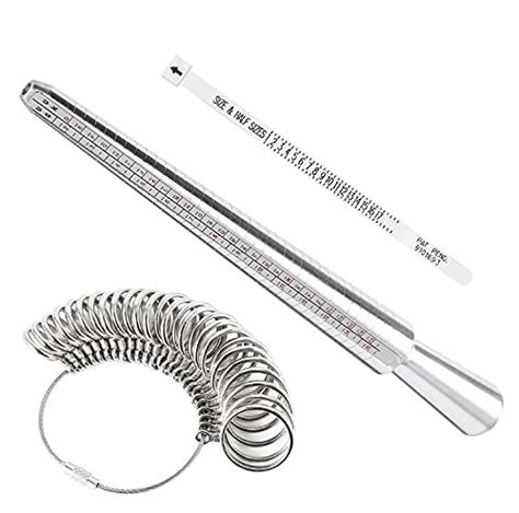 PRAV® Aluminium Ring Sizer Mandrel Metal Ring Sizer Finger Sizing Stick ...