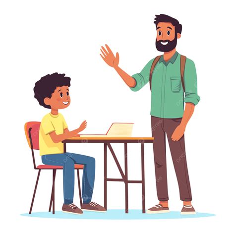 Student Helping Teacher Cartoon