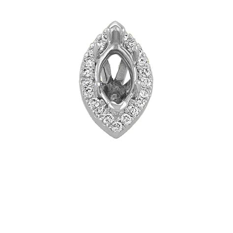 Diamond Halo Decorative Crown (Holds approx. 9x4.5mm Marquise) in White ...