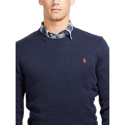 Polo ralph lauren Cotton Crewneck Sweater in Blue for Men | Lyst