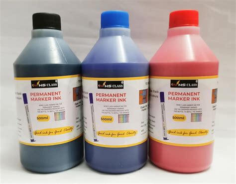 Wins Class Permanent Marker Ink (500ml) - Set of 3 (Blue, Black, Red ...