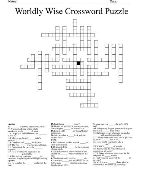 Worldly Wise Crossword Puzzle - WordMint