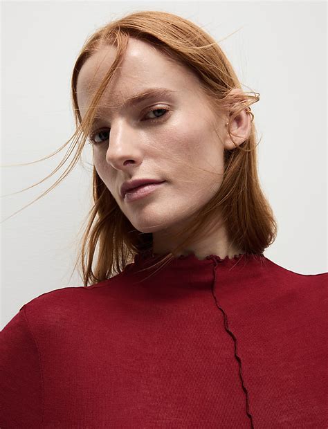 Buy Lyocell Blend Funnel Neck Top at Marks & Spencer