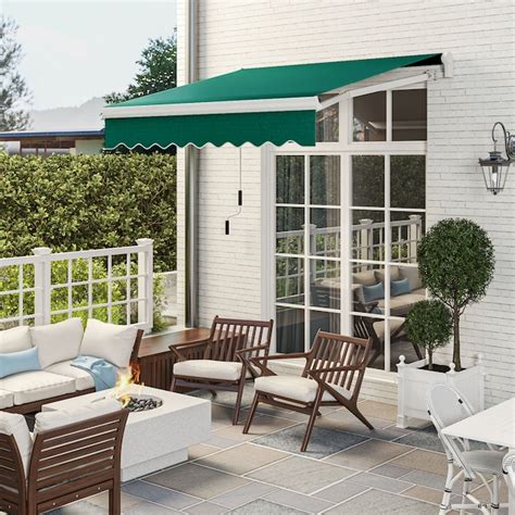 Outsunny 8' x 6.6' Patio Retractable Awning Manual Exterior Sun Shade ...