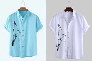 Bhakti Creation Men Printed Casual Light Blue, White Shirt - Buy Bhakti ...