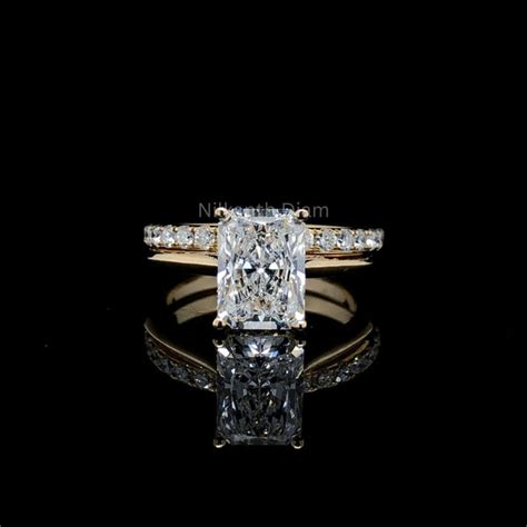 Radiant Solitaire hidden halo Engagement 2 Ring Set – Nilkanthdiam