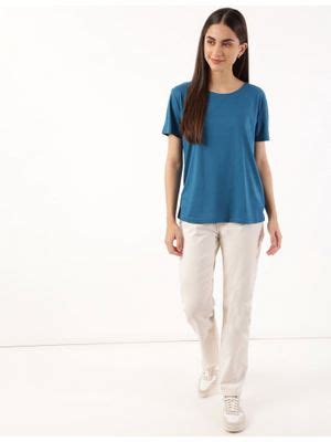 Buy Marks & Spencer Blue Relaxed Fit Crew Neck Tee Online