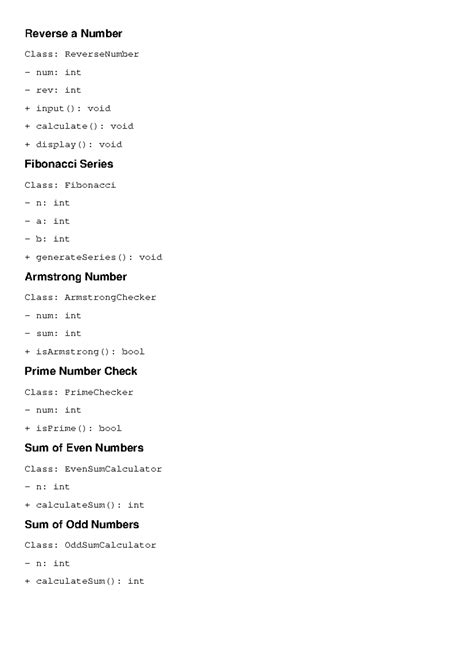 UML Diagrams Programs - mz vnm sand vaks dv - Reverse a Number Class ...