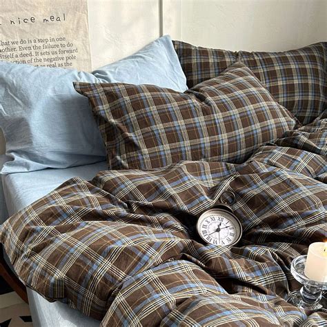 Vintage Brown Plaid Bedding Set | Plaid bedding sets, Bedding set ...