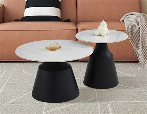Valentina Round Marble Ceramic Coffee Table Set