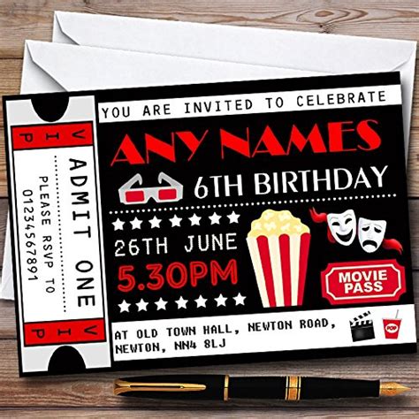 10 X Movie Film Cinema Ticket Personalized Childrens Birthday Party ...