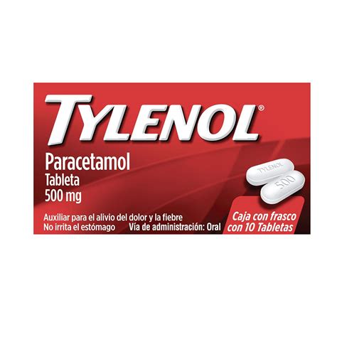Analgésico TYLENOL 10 Tabletas 500 mg