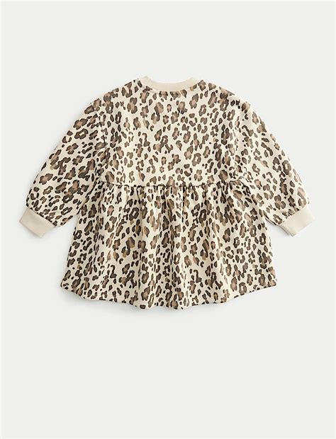 Buy Cotton Rich Leopard Print Sweatshirt Dress (2-8 Yrs) at Marks & Spencer