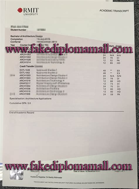 RMIT University Academic Transcript, Buy Australian Fake Transcript ...