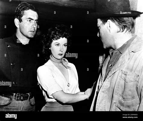 RAWHIDE, from left, Tyrone Power, Susan Hayward, Hugh Marlowe, 1951, TM ...