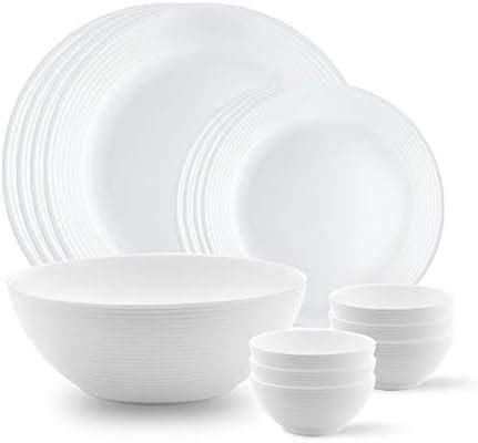 Larah by Borosil Orbit Series Plainware Opalware Dinner Set | 13 Piece ...