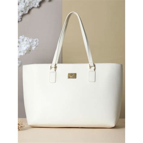 Buy Priyaasi Classic White Solid Tote Bag Online