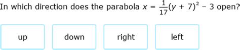 IXL - Identify the direction a parabola opens (Class XI maths practice)