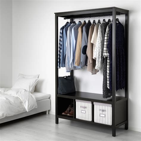 HEMNES Armario abierto, negro-marrón, 120x50x197 cm - IKEA