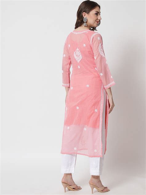 Hand embroidered chikankari kota kurta – Paramount Chikan