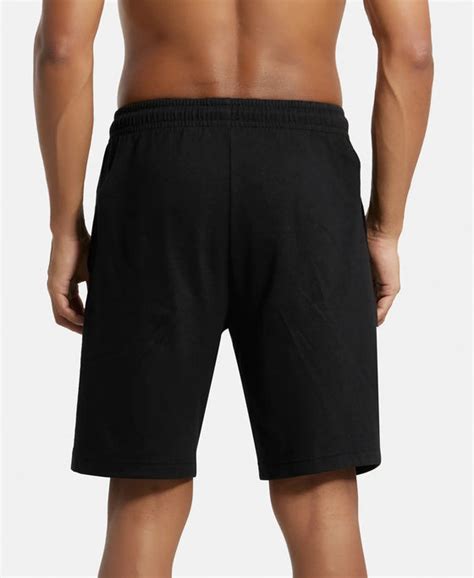 Buy Super Combed Cotton Straight Fit Shorts with Side Pockets - Black ...