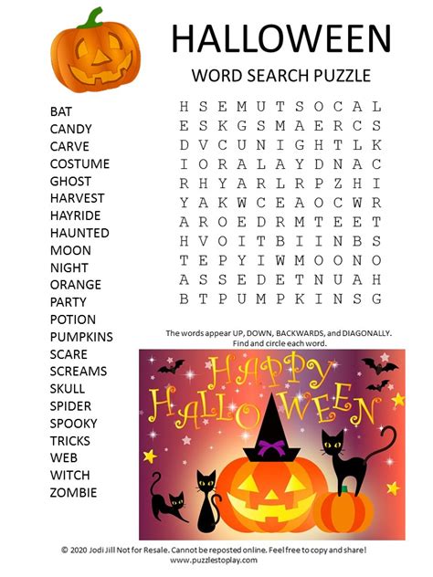 Free Printable Halloween Word Search Puzzles - Printable Sight Words List