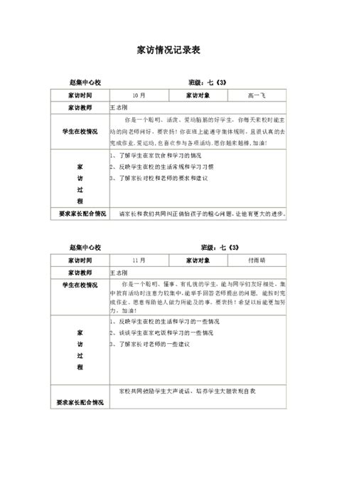 家访情况记录表下载-专题教育-21世纪教育网