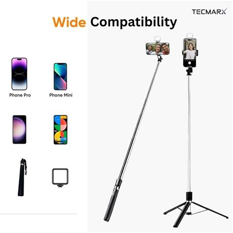 Tecmarx Halo Stick | 5FT Professional Multi-Role Tripod & Selfie Stick ...