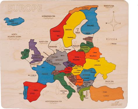 Amazon.com: Europe Map Wooden Jigsaw Puzzle for Kids | 33 Puzzle Pieces | Learning & Educational ...