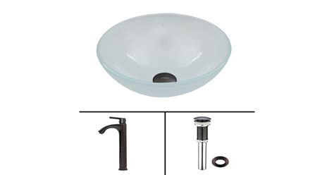 Vigo VGT450 16-1/2" Glass Bathroom Vessel Sink with Linus Single Hole ...