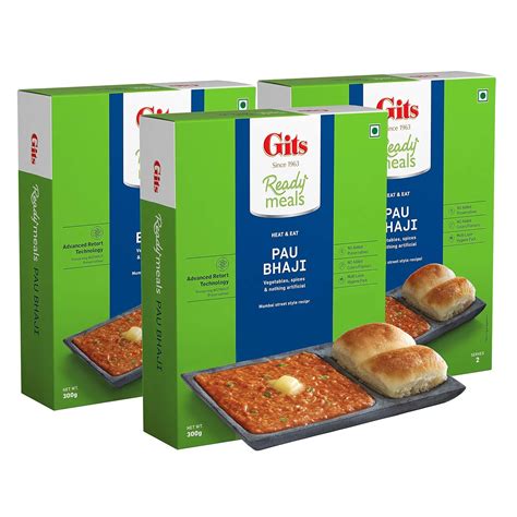 Gits Ready to Eat Pav Bhaji, Pure Veg, Heat and Eat, Microwaveable ...