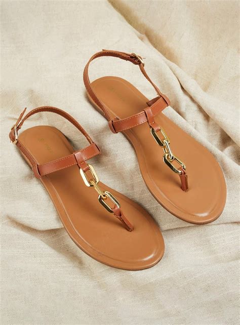 Buy Women Chain Detailed T-Strap Flat Sandals Online at just Rs. 699.0 ...