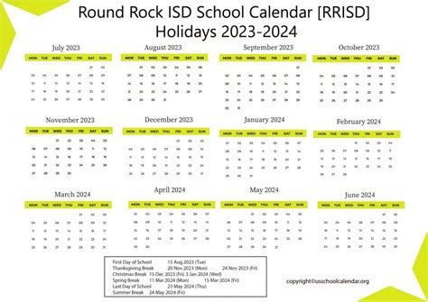 Round Rock ISD School Academic Calendar - US School Calendar