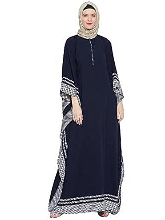 Navy Blue Polyester Kimono Sleeve Women Abaya Burqa : Amazon.in: Fashion