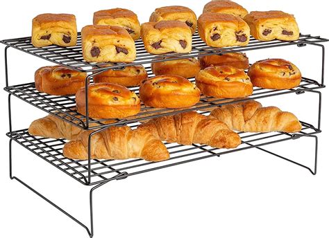 NOGIS 3-Tier Collapsible Cooling Rack Non-Stick Stackable Baking Rack ...