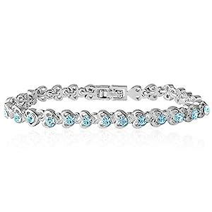 Buy Mahi Rhodium Plated Tiny Blue Hearts Crystals Bracelet for Women ...