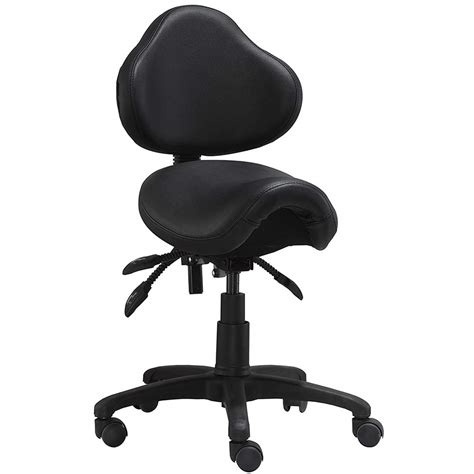 2xhomeergonomic Adjustable Rolling Saddle Stool Chair With Back Wheels ...