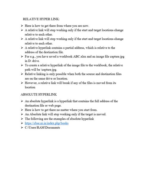 Image result for What Is Relative Hyperlink Class 10