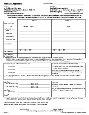 Canada La Residence Ridgetown Residence Application 2016-2026 - Fill ...