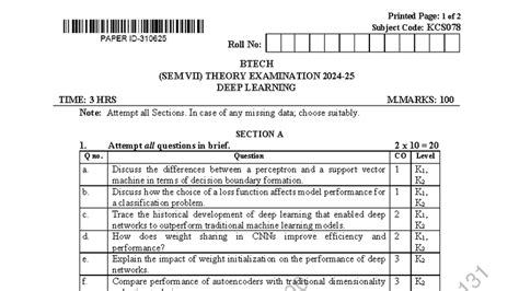 KCS078 Deep Learning Theory Exam Previous Year Questions - Studocu