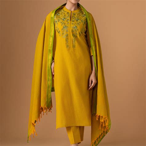 Shop Embroidered Pure Cotton Suit Set 4240 Online - Women Plus
