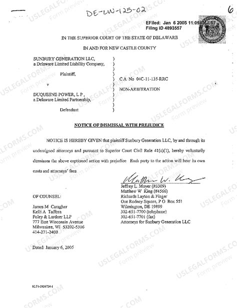 Delaware Notice of Dismissal with Prejudice | US Legal Forms