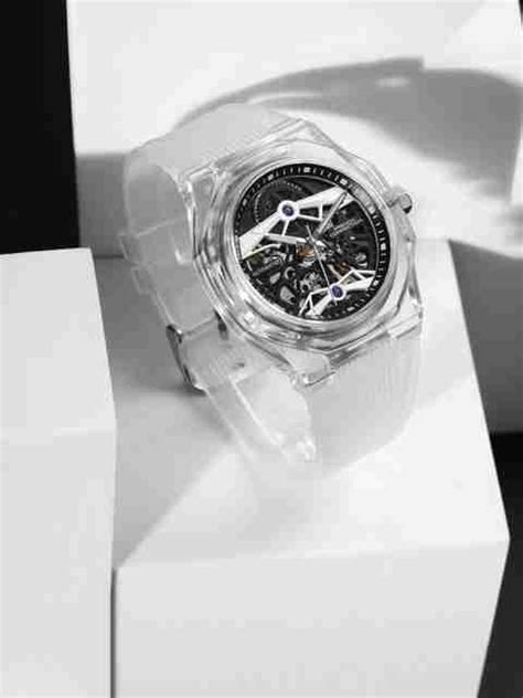 French Connection Black Textured Dial | Men's White Automatic Watch ...