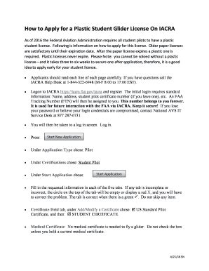 Fillable Online How to Apply for a Plastic Student Glider License On ...