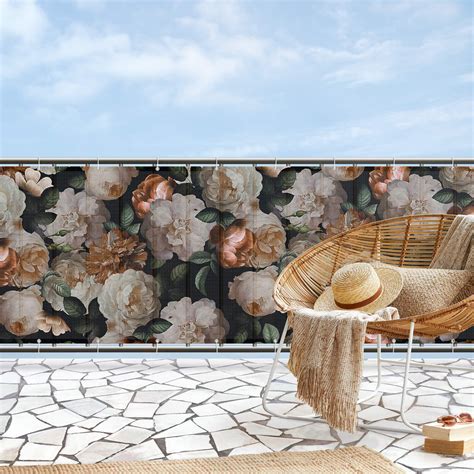 Telo frangivista per balcone - Rose rosse con rose bianche 600 x 50 cm ...