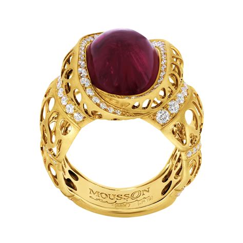 Rubellite 11.07 Carat Diamonds 18 Karat Yellow Gold Coral Reef Ring For ...