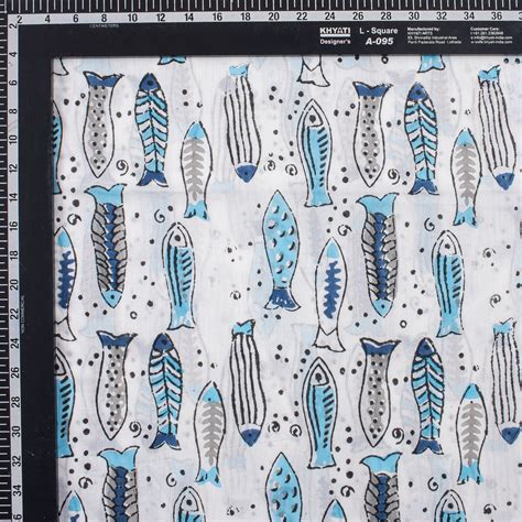 Multicolor Fish Block Print Fabric Online | Dmaasa