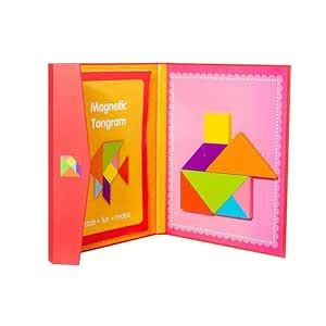 MyLittleTales Wooden Magnet Tangram Puzzle Book – Jigsaw Brain Teasers ...