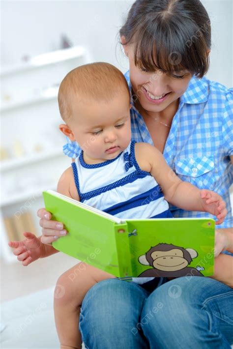Woman Flipping Picture Book With Baby Photo Background And Picture For ...